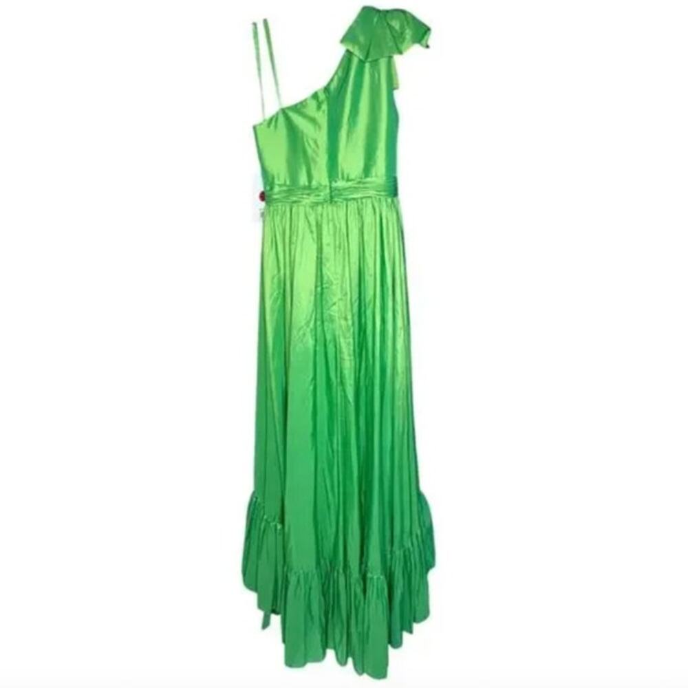 MAC DUGGAL Dress Size 0 Evening Gown NEW Green Bow One Shoulder Ruffle - Picture 6 of 8
